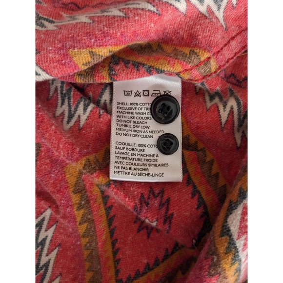Koto Red Aztec Southwestern Print Long Sleeve Button Up Shirt Medium - Picture 5 of 5